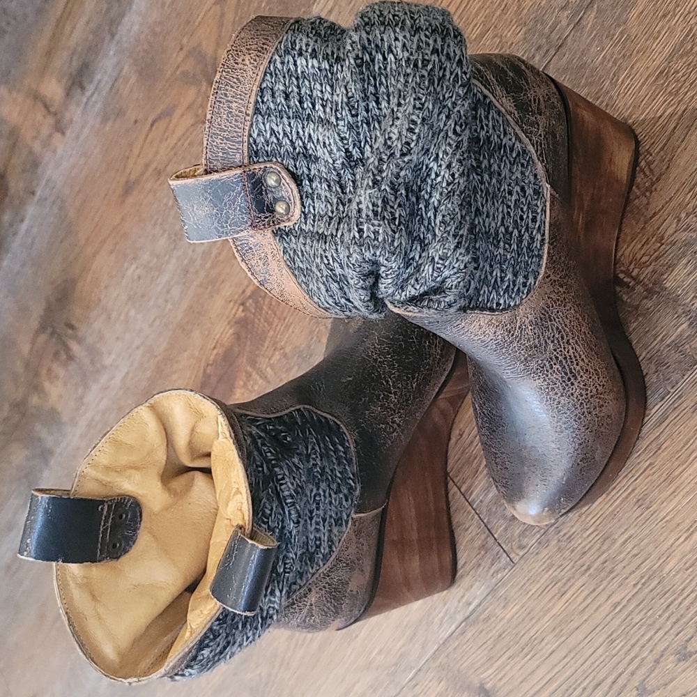 Platform Ankle Boot sz 6.5 Bed Stu brown